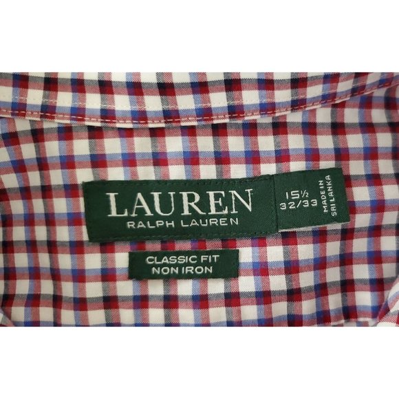 Lauren Ralph Lauren Classic Fit Non Iron Long Sleeve Shirt Small Plaid 15 1/2 - Picture 3 of 3